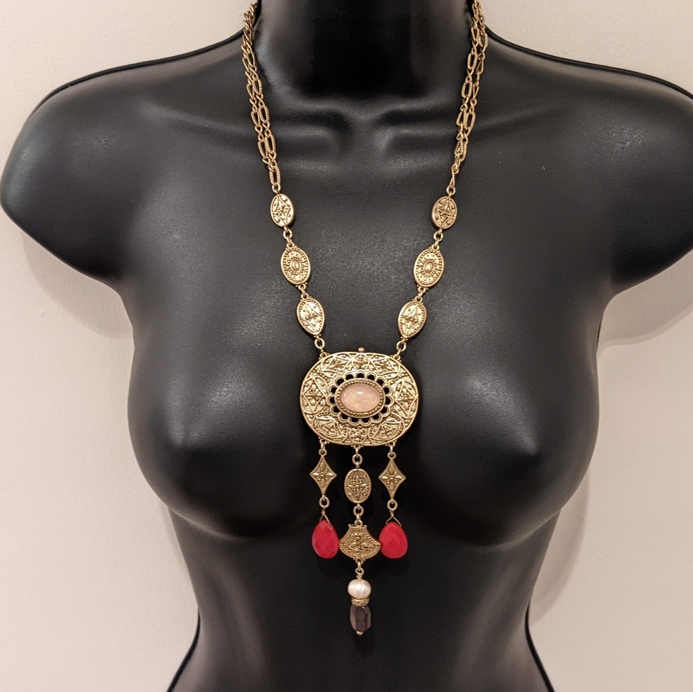Chico's Bohemian Pendant Tassel Necklace